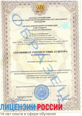 Образец сертификата соответствия аудитора №ST.RU.EXP.00006191-2 Урень Сертификат ISO 50001